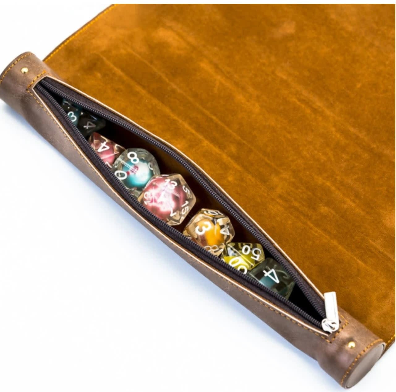 Brown Roll Up Leatherette Dice Mat