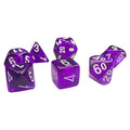 Mini Translucent Purple with White poly 7 dice set