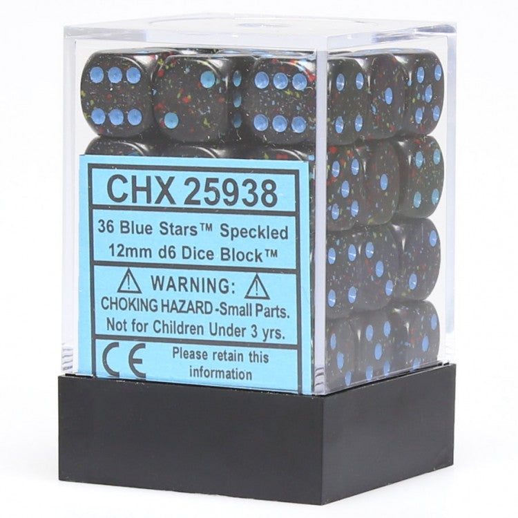 Blue Stars Speckled 12mm d6 dice set