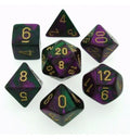 Gemini Green-Purple w/gold poly 7 dice set