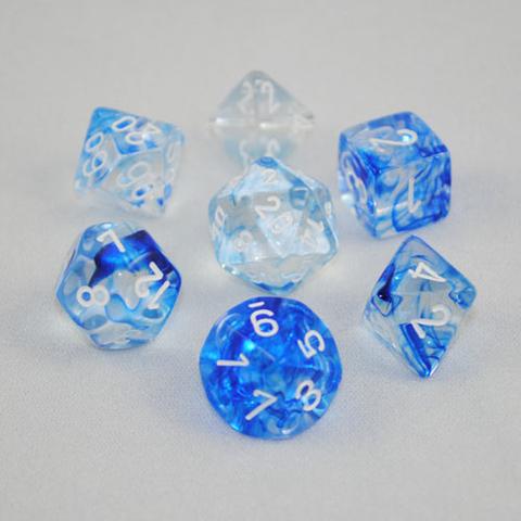 Dark Blue/white Nebula Poly 7 dice set