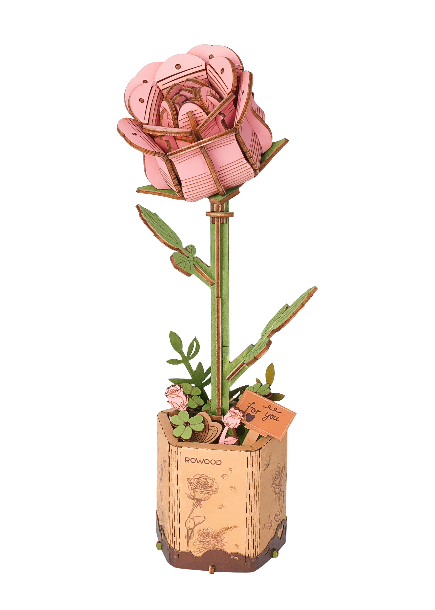 Pink Rose Wooden Flower Kit