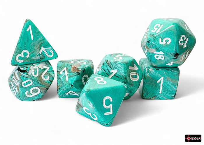 Marble Mega-hedral Oxi-Copper/white 7-Die Set