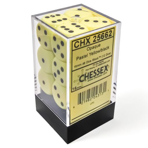 Opaque Pastel Yellow/black 16mm d6 Dice Set
