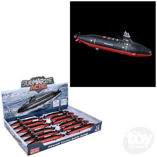 8.5" Diecast Pull Back Submarine With Light And Sounds