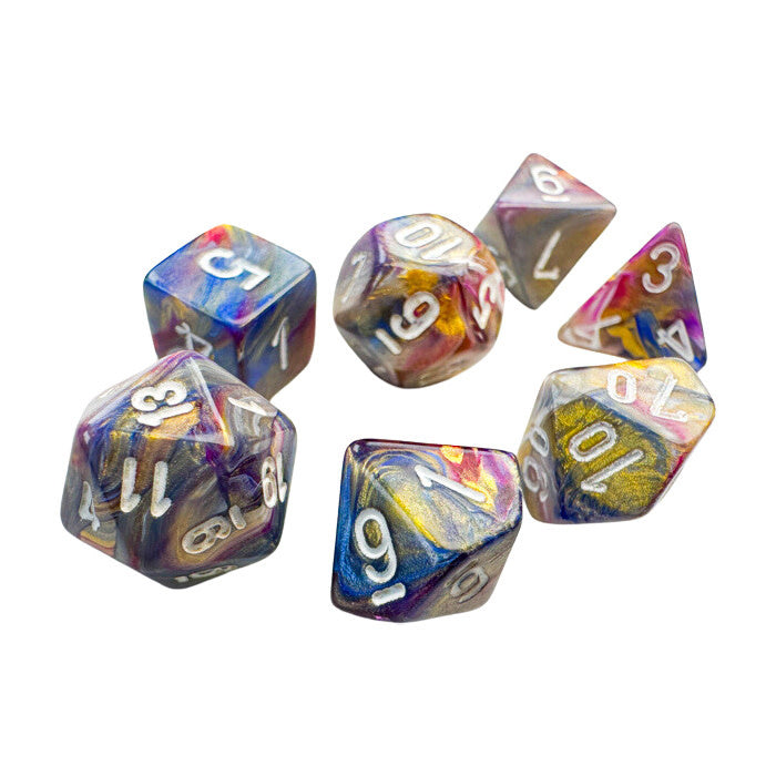 Mini Festive Carousel with White poly 7 dice set
