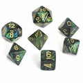 Jade w/gold Scarab poly 7 dice set