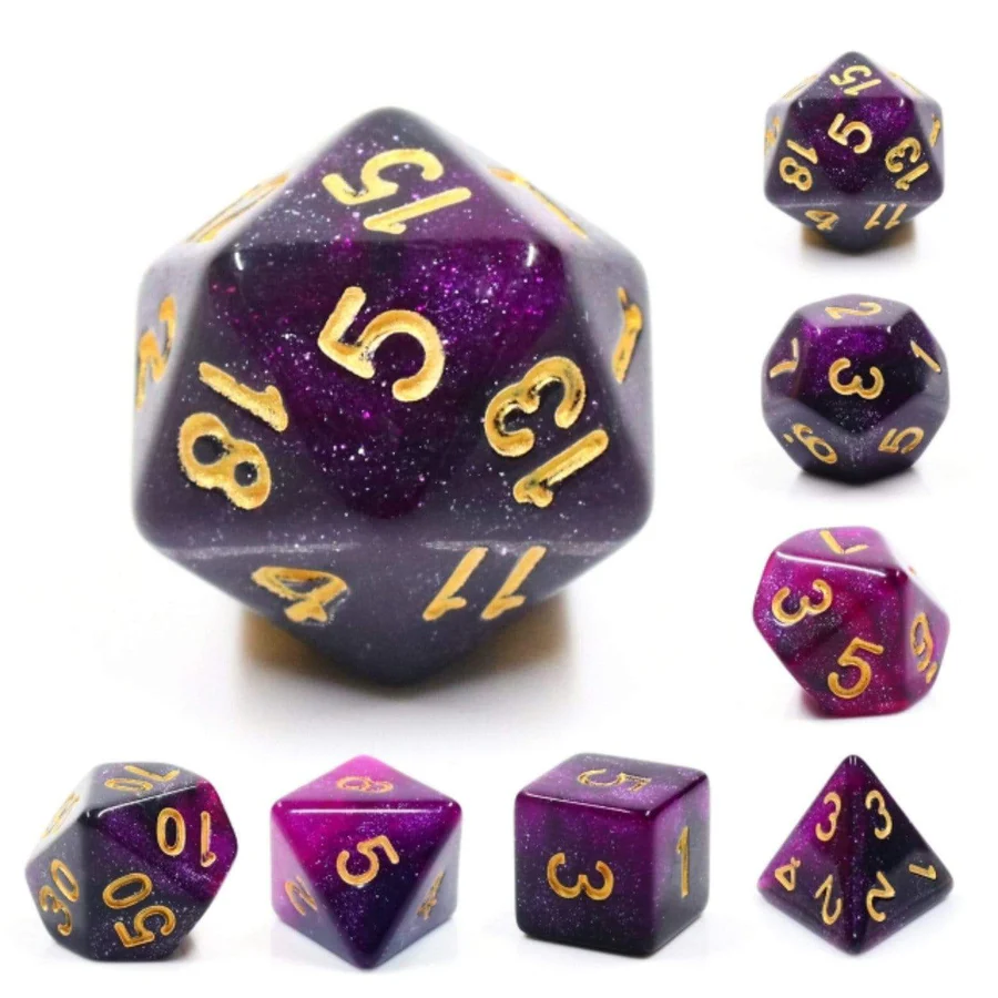 Black & Purple Galaxy Poly 7 Dice Set