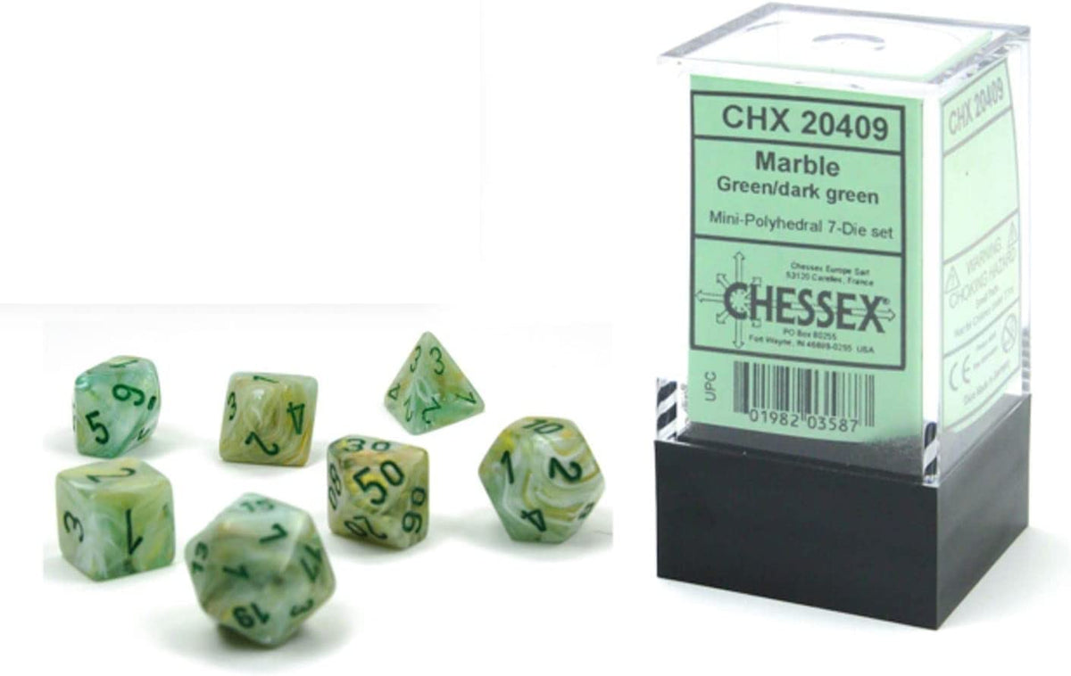Marble Green/dark green Mini-Poly 7 Dice Set
