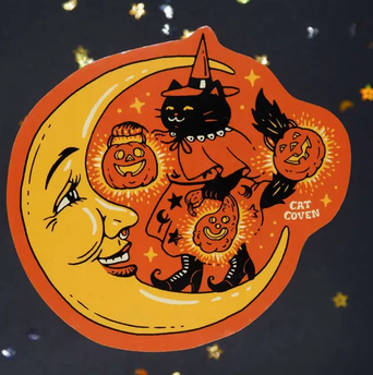 Cat Witch & Moon - Sticker