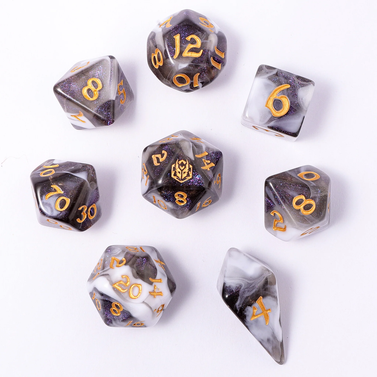 Wyrmforged Rollers - Wraith Shadow Rounded Edge Poly 7 Dice Set