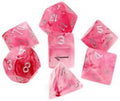 Pink w/silver Ghostly Glow Poly 7 dice set