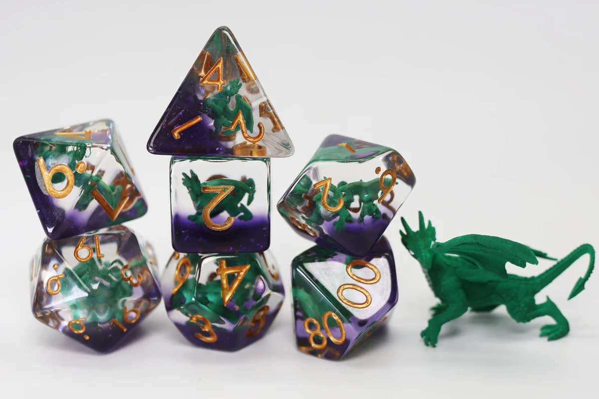 Young Green Dragon Poly 7 Dice Set