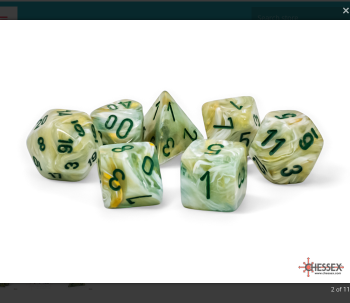Marble Mega-hedral Green/dark green 7-Die Set