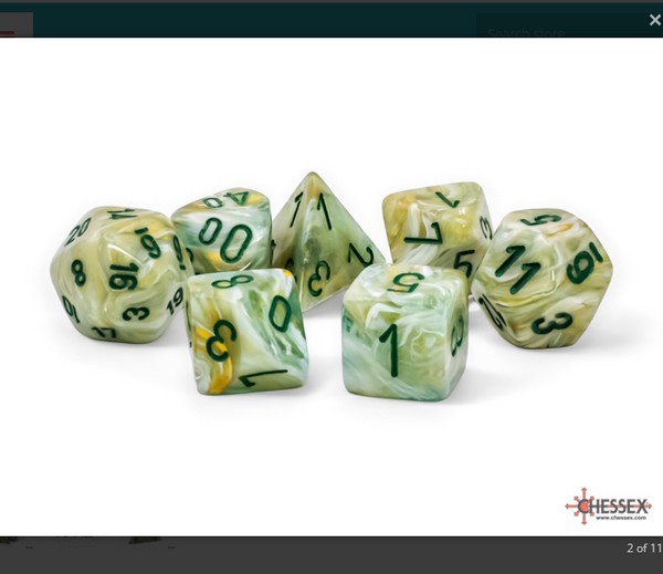 Marble Mega-hedral Green/dark green 7-Die Set
