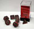 Smoke/ red Translucent Poly 7 dice set