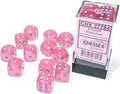 Pink w/silver 16mm Borealis Luminary Dice Set