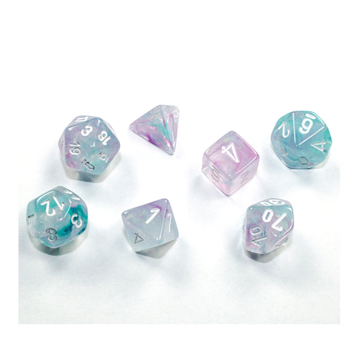 Nebula Wisteria/white Mini-Poly 7-Dice Set