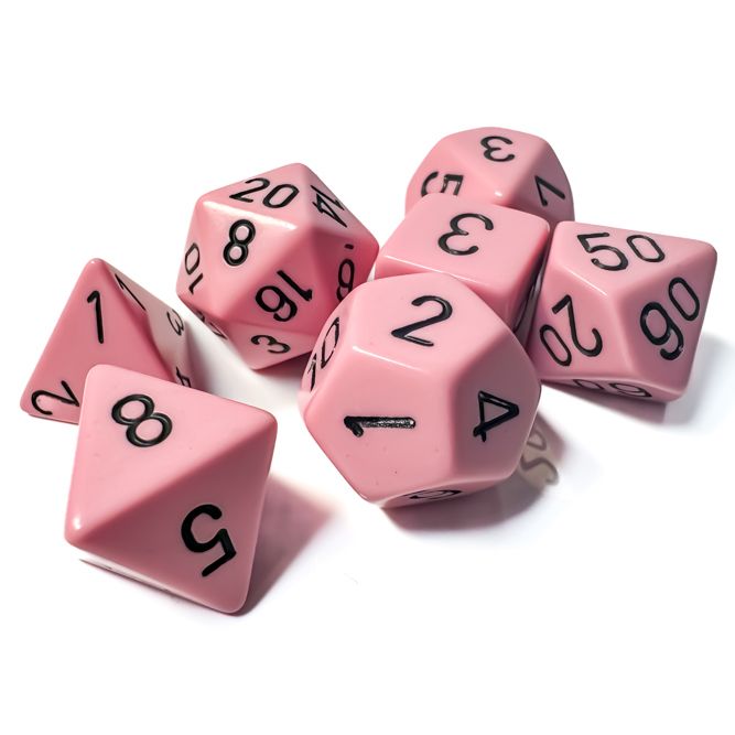 Opaque Pastel Pink/black Poly 7 Set