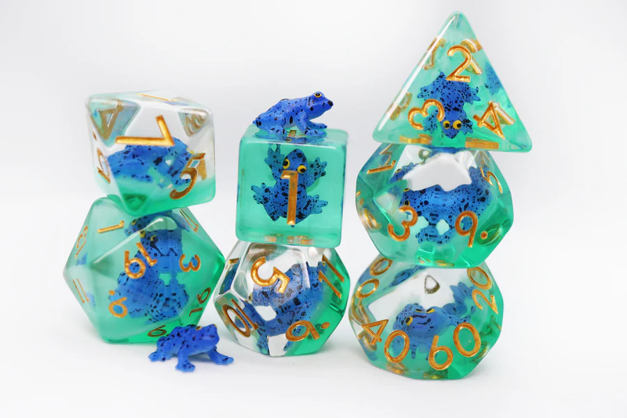 Dark Blue Frog Poly 7 Dice Set