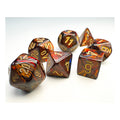 Mini Scarab Blue Blood with Gold poly 7 dice set