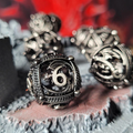 Dragons Bauble Antique Silver Hollow Metal RPG Dice Set