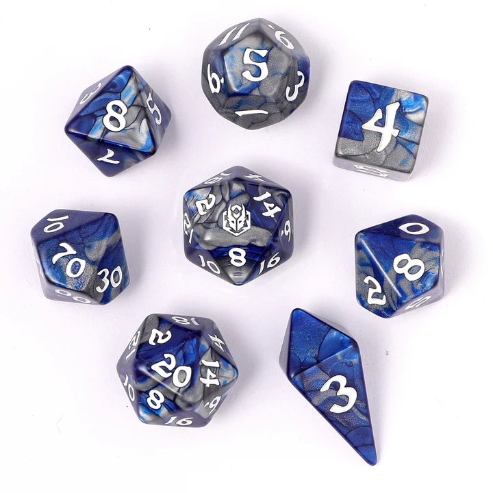 Wyrmforged Rollers - Rounded Edge 8 Piece Polyhedral Dice set-Paladin Steel
