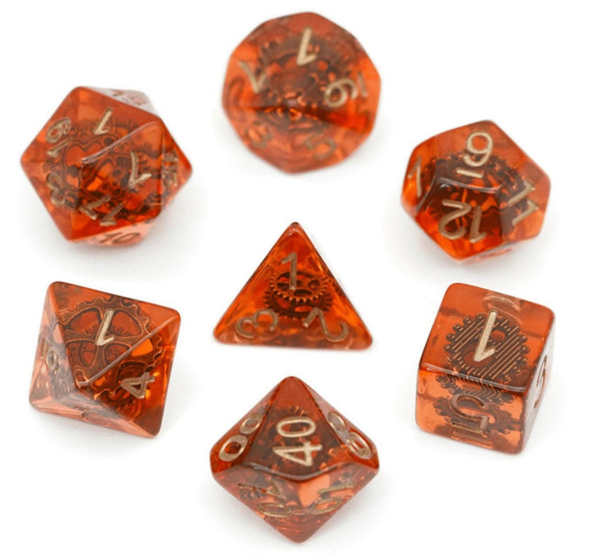Copper Gears Poly 7 Dice Set