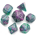 Cybernated XL Pink and Green Poly 7 Dice Set