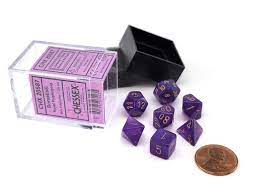 Borealis Royal Purple/gold Mini-Poly 7 Dice Set