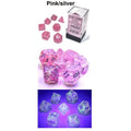 Borealis Luminary Pink w/silver Poly 7 Dice Set