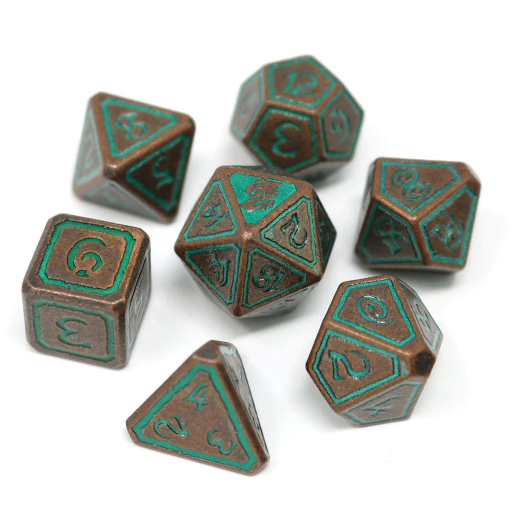 Unearthed Sage Poly 7 Metal Dice Set