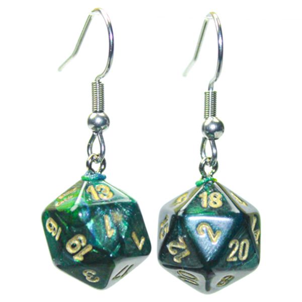 Hook Earrings Scarab Jade Mini d20
