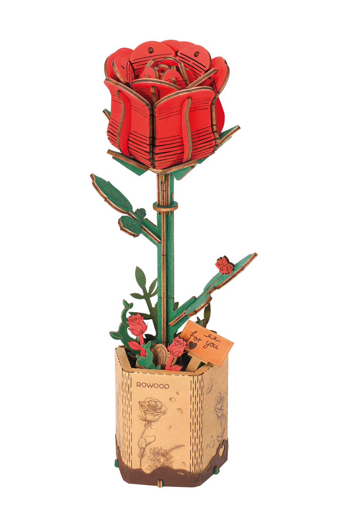 Red Rose Wooden Flower Kit