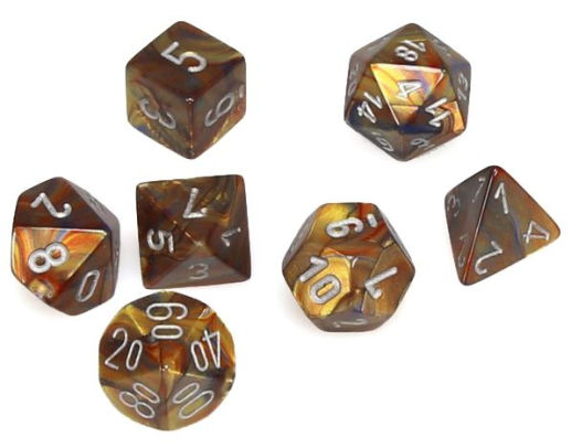 Lustrous Gold/silver Poly 7 dice set
