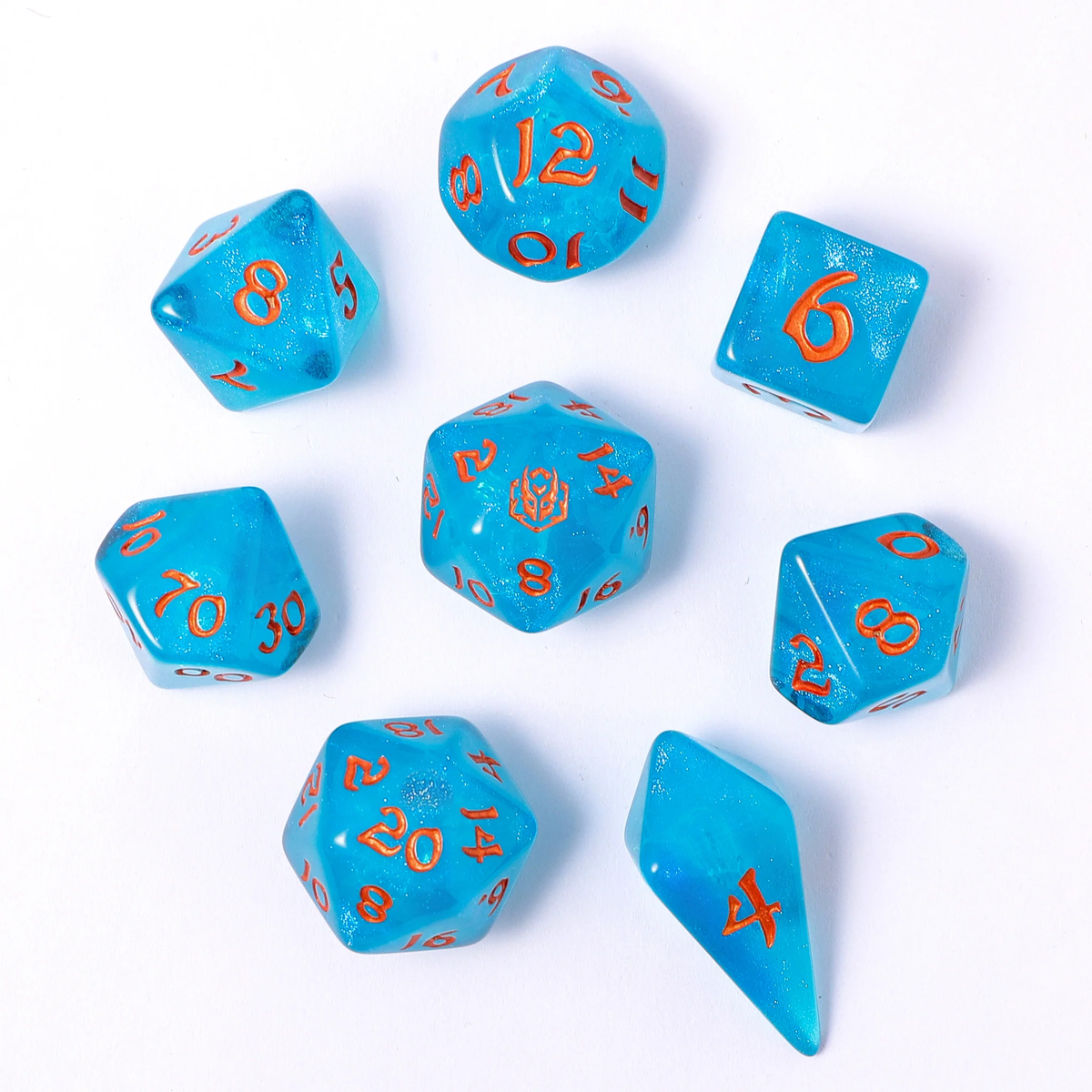 Wyrmforged Rollers - Ray of Frost Rounded Edge Poly 7 Dice Set