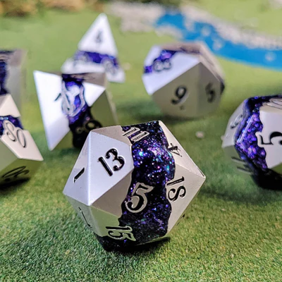 Galactic Flume Poly 7 Metal Dice Set
