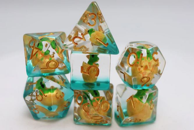 Green Dragon Hatchling Poly 7 Dice Set