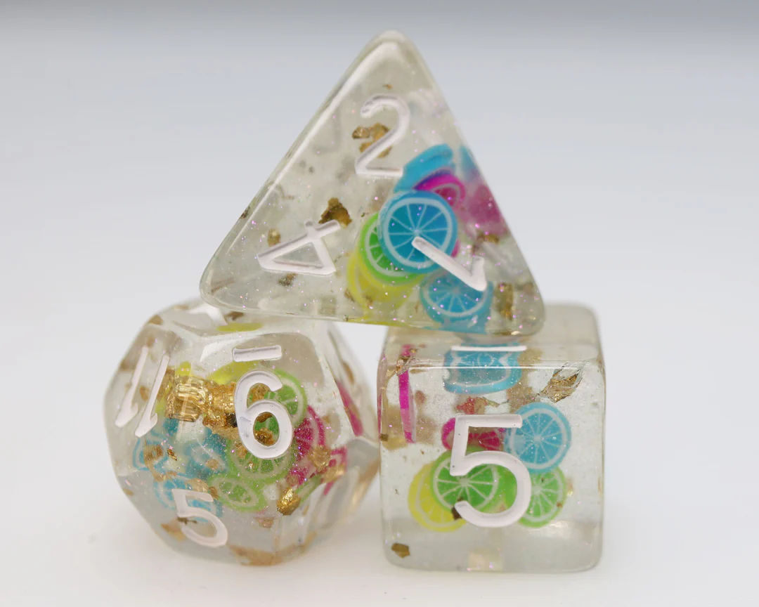 Tropical Punch Poly 7 Dice Set