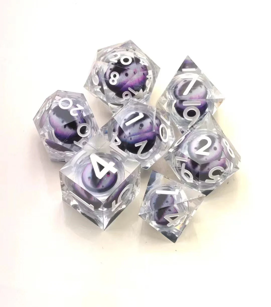 Sharp Edge Moving Eye Medusa's Gaze Poly 7 Dice Set