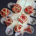 Time Traveler Gold Red Hollow Metal Poly 7 Dice Set