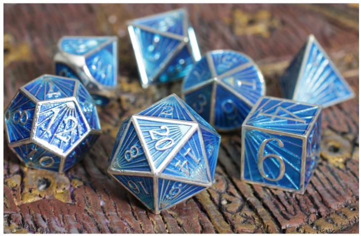 Deco Ice Metal Poly 7 Dice Set