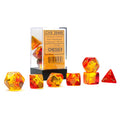 Red-Yellow/gold Gemini Poly 7 Dice Set