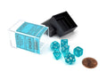 Translucent Teal/white Mini-Poly 7 Dice Set