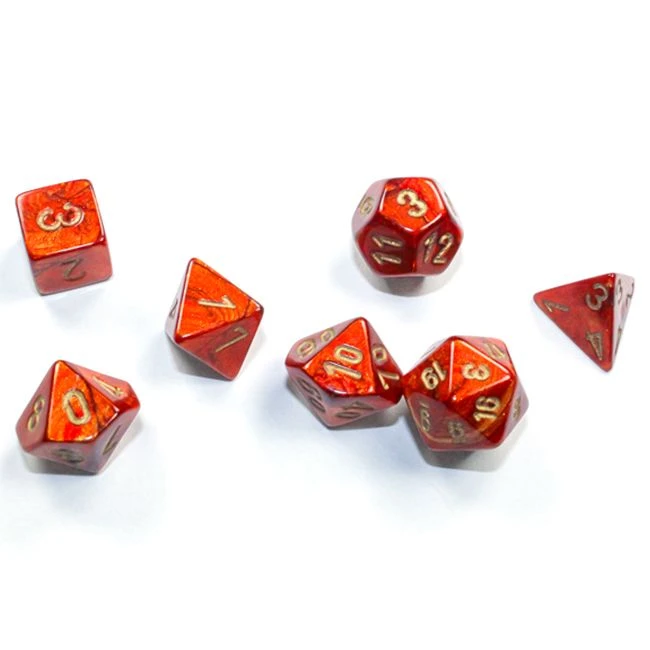 Scarab Scarlet/gold Mini-Poly 7 Dice Set