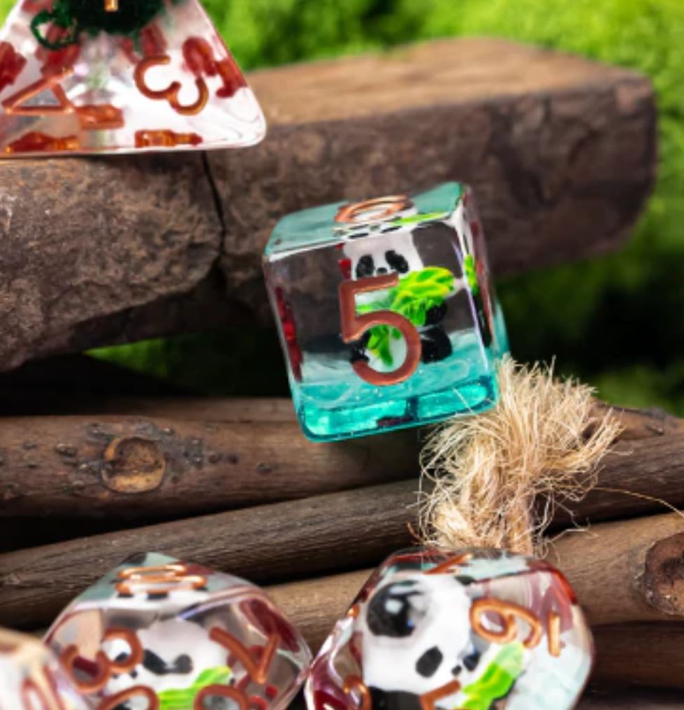 Panda in Bamboo Poly 7 Dice Set