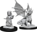 D&D Minis: W13 Silver Dragon Wyrmling & Female Halfling