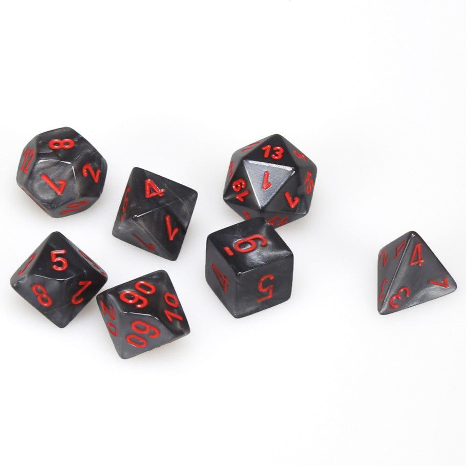 Velvet Black w/red Poly 7 dice set