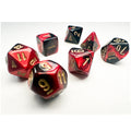 Mini Gemini Black Red with Gold poly 7 dice set