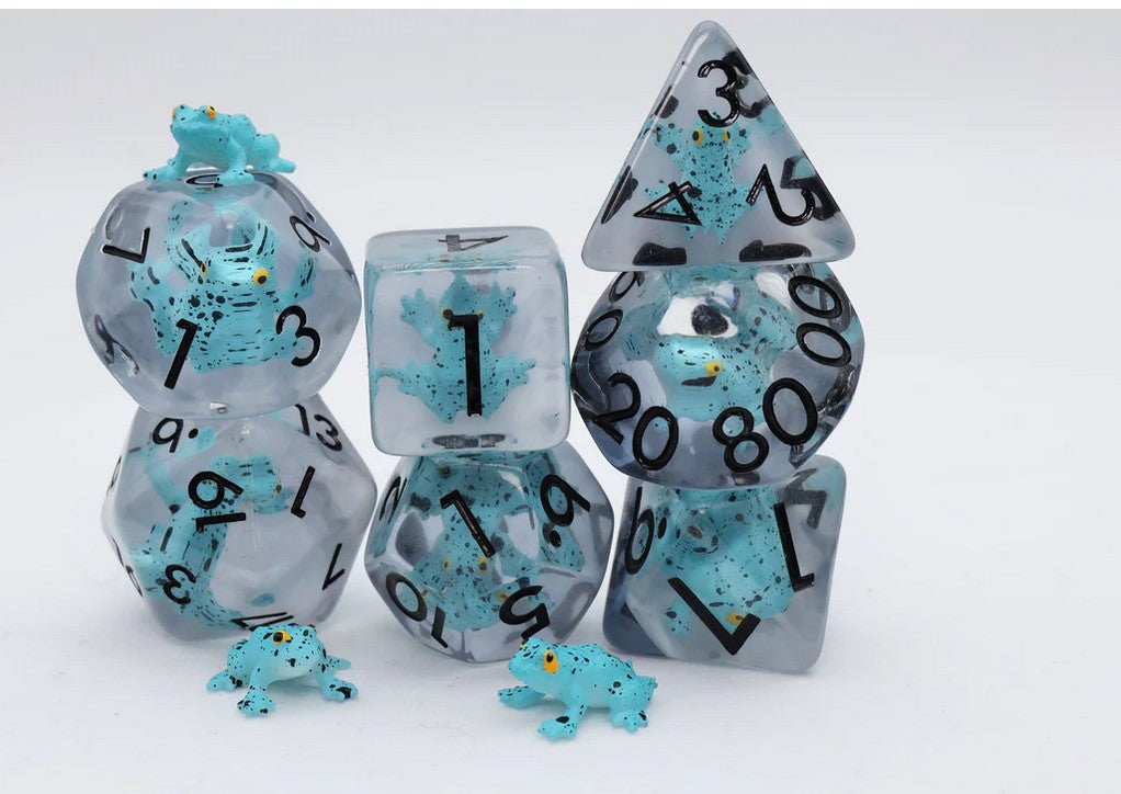 Blue Poison Frog Poly 7 Dice Set